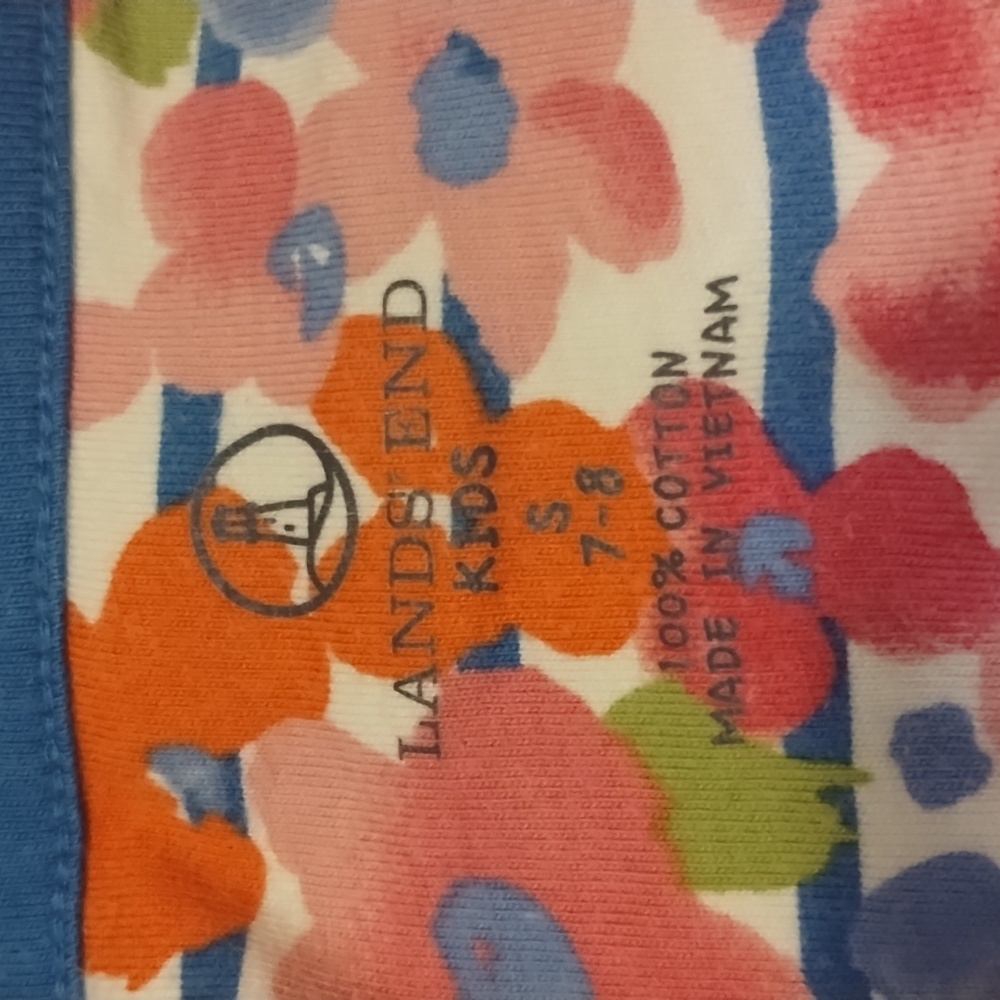 Lands' End floral Flower Sleeveless Multicolor Cotton Tank Dress Small 7-8 Girl - Picture 9 of 10